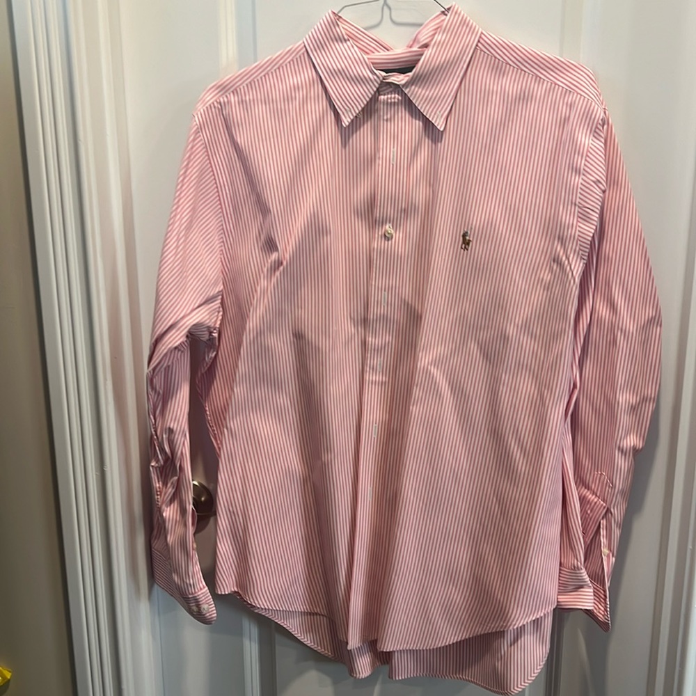 Ralph Lauren classic pink and white button down dress shirt.